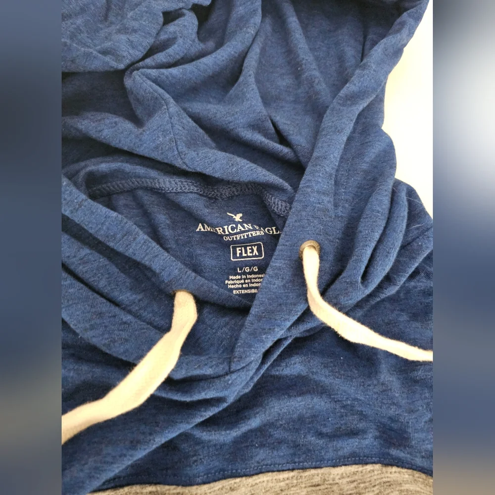 Men's American eagle flex colorblock hoodie sweater Blue Grey